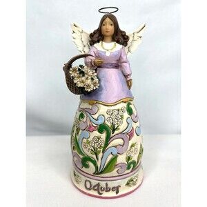 Jim Shore Heartwood Creek Resin October Angel Figurine 6.5” Flowers
